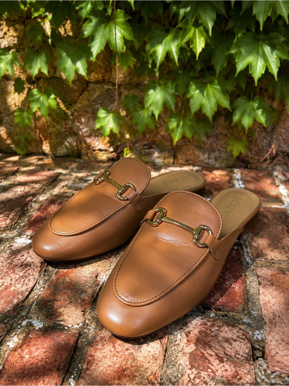 J. CREW FACTORY Tan Preppy Horsebit Equestrian Mule Loafers, 7